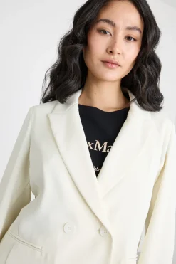 Blazer doppiopetto in crepe fluido - Bianco