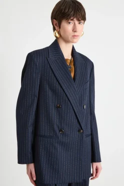 Blazer doppiopetto in flanella - Blu