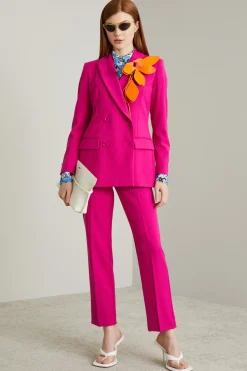 Blazer doppiopetto in gabardina - Ciclamino