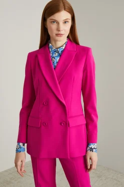 Blazer doppiopetto in gabardina - Ciclamino