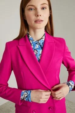 Blazer doppiopetto in gabardina - Ciclamino