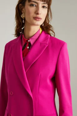 Blazer doppiopetto in gabardina - Fuxia