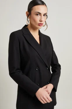 Blazer doppiopetto in gabardina - Nero
