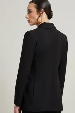 Blazer doppiopetto in gabardina - Nero