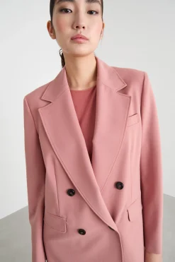 Blazer doppiopetto in gabardina - Rosa