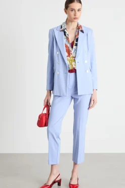 Blazer doppiopetto in jersey - Azzurro