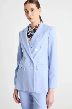 Blazer doppiopetto in jersey - Azzurro