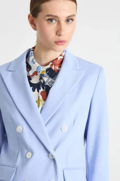 Blazer doppiopetto in jersey - Azzurro