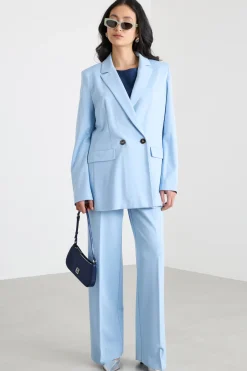 Blazer doppiopetto in jersey - Azzurro