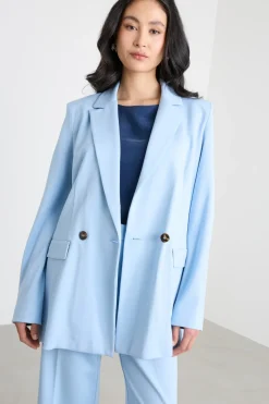 Blazer doppiopetto in jersey - Azzurro