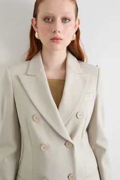 Blazer doppiopetto in jersey - Beige
