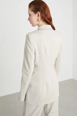 Blazer doppiopetto in jersey - Beige