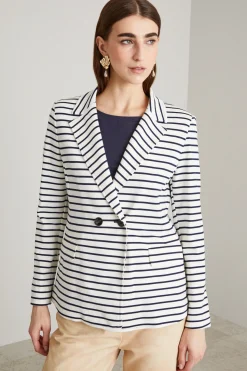 Blazer doppiopetto in jersey - Bianco Blu