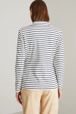 Blazer doppiopetto in jersey - Bianco Blu