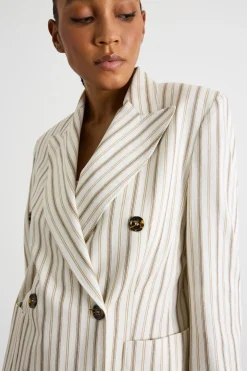 Blazer doppiopetto in jersey - Bianco Cammello
