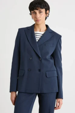 Blazer doppiopetto in jersey - Blu