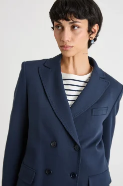 Blazer doppiopetto in jersey - Blu