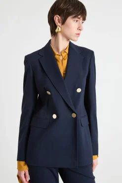 Blazer doppiopetto in jersey - Blu