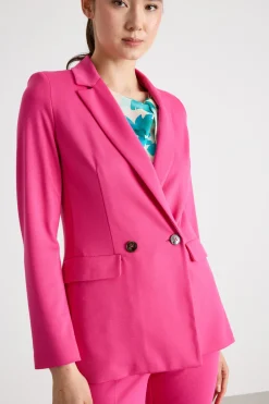 Blazer doppiopetto in jersey - Fuxia