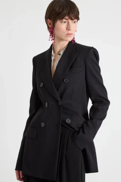 Blazer doppiopetto in jersey - Nero