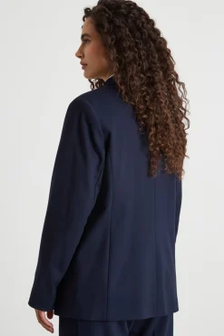 Blazer doppiopetto in jersey punto stoffa - Blu
