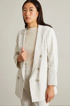 Blazer doppiopetto in lino - Ghiaccio