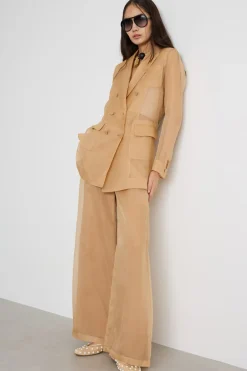 Blazer doppiopetto in organza - Cammello