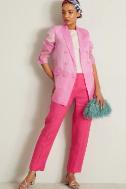 Blazer doppiopetto in organza - Fuxia
