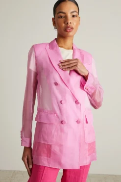Blazer doppiopetto in organza - Fuxia