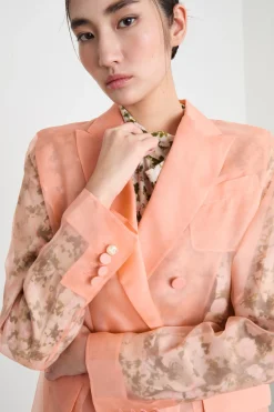 Blazer doppiopetto in organza - Rosa