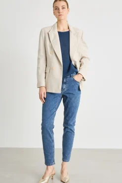 Blazer doppiopetto in stuoia - Beige