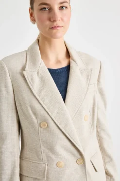 Blazer doppiopetto in stuoia - Beige