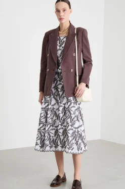 Blazer doppiopetto in stuoia - Marrone
