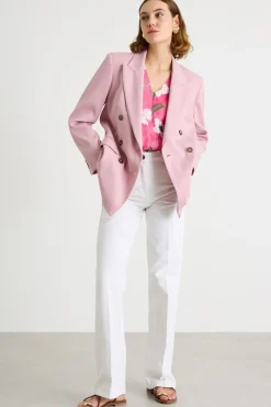 Blazer doppiopetto in tela - Rosa