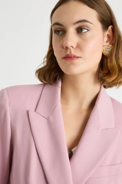 Blazer doppiopetto in tela - Rosa