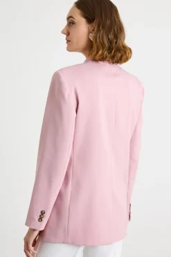 Blazer doppiopetto in tela - Rosa