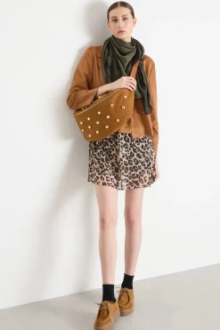 Blazer doppiopetto in tessuto dal finish vellutato - Cammello