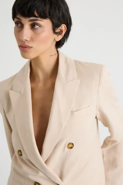 Blazer doppiopetto in twill - Beige