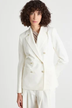 Blazer doppiopetto in twill - Bianco