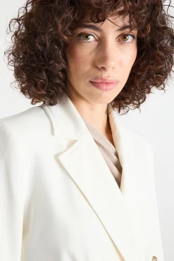 Blazer doppiopetto in twill - Bianco