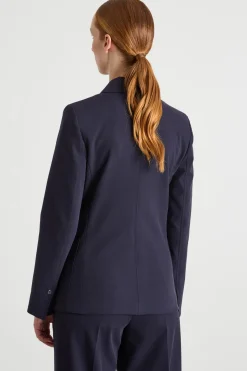 Blazer doppiopetto in twill - Blu