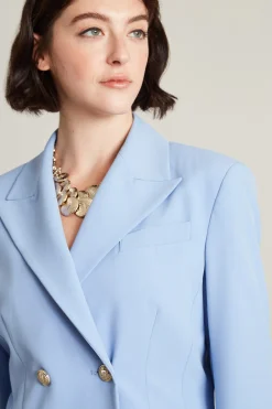 Blazer doppiopetto sfiancato - Celeste