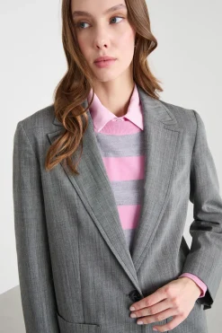 Blazer dritto con tasche applicate - Grigio