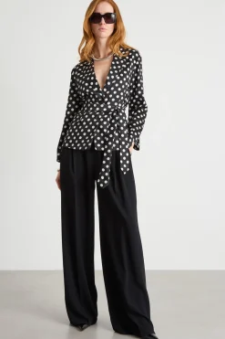 Blazer fluido con cintura - Nero Bianco