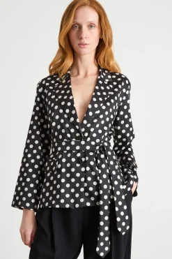 Blazer fluido con cintura - Nero Bianco