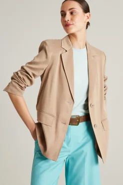 Blazer fluido in raso - Beige