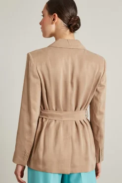 Blazer fluido in raso - Beige