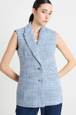 Blazer gilet in stuoia - Azzurro