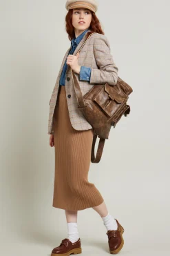 Blazer in batavia pied de poule - Marrone