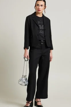 Blazer in cotone e lino - Nero